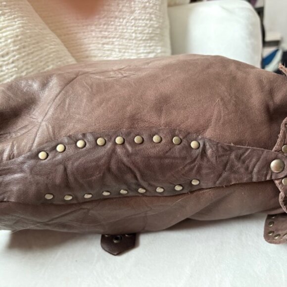 Brown heavily studded fashion handbag. - Picture 3 of 6